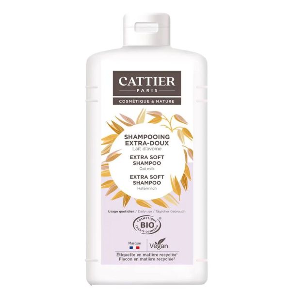 Cattier shampooing extra-doux usage quotidien lait d'avoine Bio 1 litre