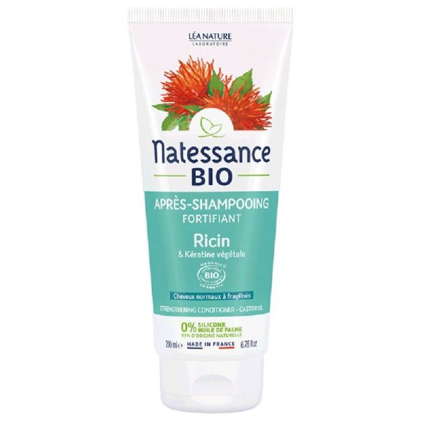 Natessance après-shampooing fortifiant ricin bio et kératine végétale 200ml