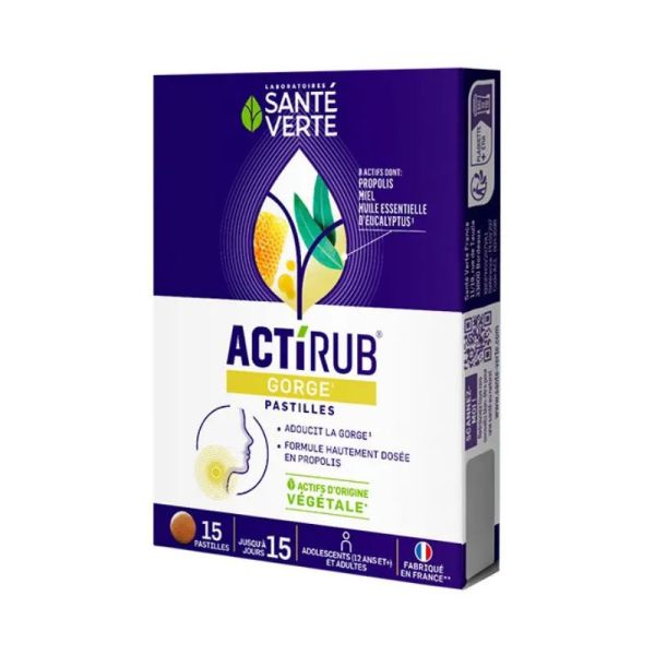 Sante Verte ActiRub gorge adoucit la gorge 15 pastilles