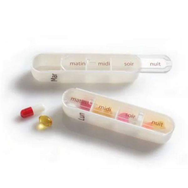 Pilbox Liberty Pilulier hebdomadaire 4 compartiments par jour sécurité nuit
