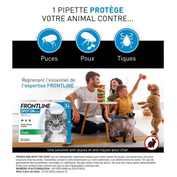 Frontline Spot-on chat 3 pipettes de 0.5ml