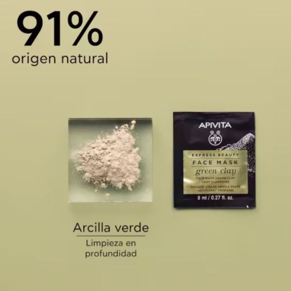 Apivita Express Beauty masque visage nettoyant profond à l'argile verte 2x8ml