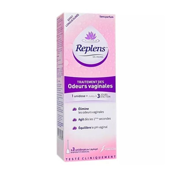 Replens gel traitement des odeurs vaginales 3 unidoses de 7,8g