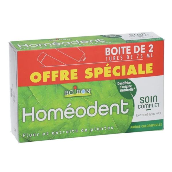 Boiron Homeodent dentifrice soin complet dents et Ggncives Chlorophylle 2x75ml