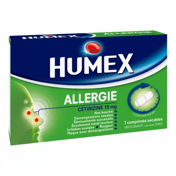 Humex Allergie Cetirizine 10 mg 7 comprimés