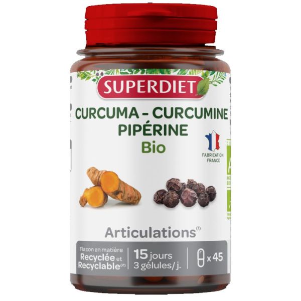 Superdiet Curcuma curcumine pipérine 45 gélules