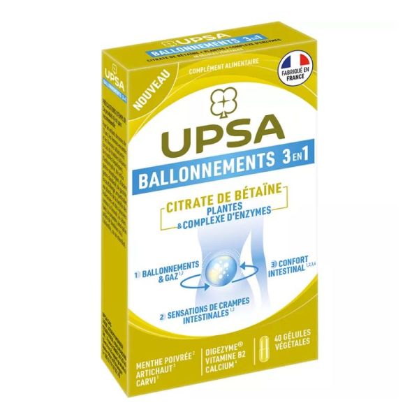 UPSA Ballonnements  citrate de bétaïne 3 en 1 40 gélules