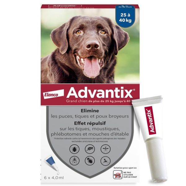 Elanco Advantix grand chien 25-40kg 4 pipettes