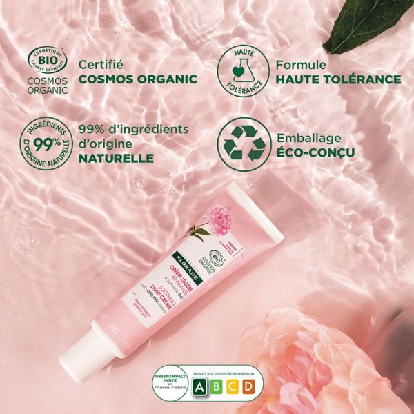 Klorane Pivoine Bio crème légère apaisante 40ml