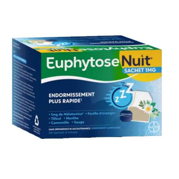 Euphytose Nuit Sommeil mélatonine et feuille d'oranger 20 sachets à infuser