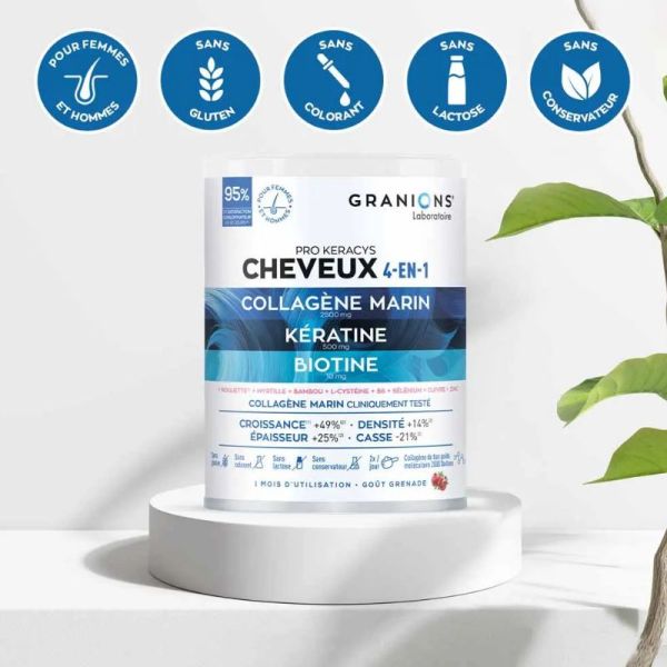 Granions Pro Keracys Cheveux 4en1 Collagène + Kératine + Biotine 300g