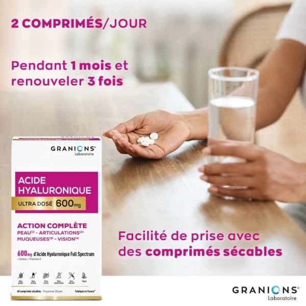 Granions Acide Hyaluronique ultra dosé 600mg 60 comprimés