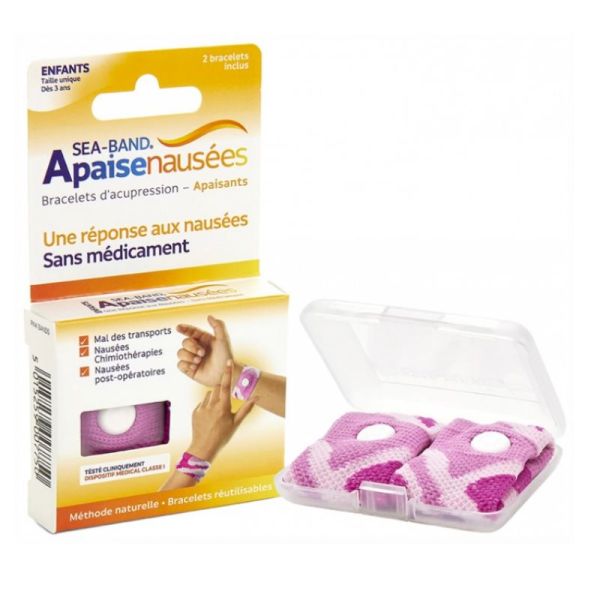 Sea Band Enfants apaise nausées paire de bracelets d'acupression Rose