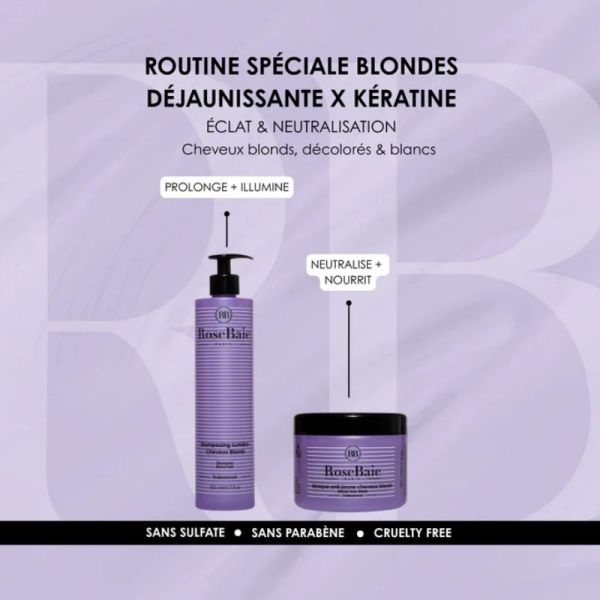 Rosebaie Shampoing Lumière anti-reflets pour cheveux blonds & blancs 500ml