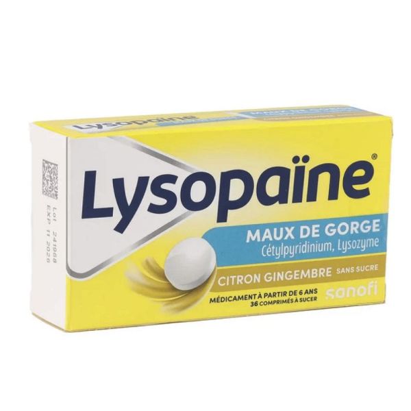 Lysopaïne 36 comprimés sans sucre goût fraise