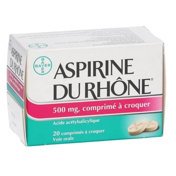 Aspirine du Rhône 500mg 20 comprimés à croquer