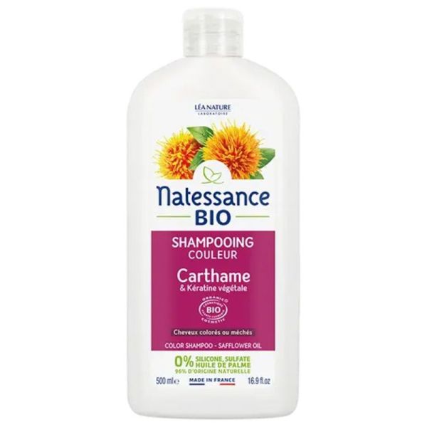 Natessance Shampooing couleur carthame bio et kératine végétale 500ml