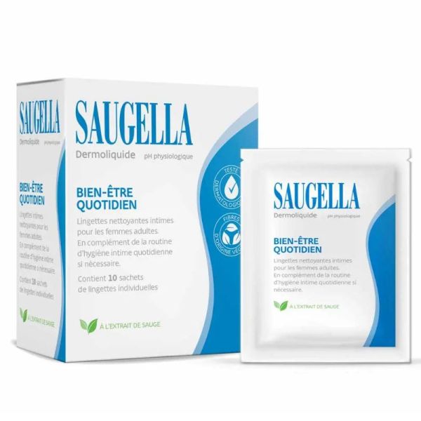 Saugella lingette dermoliquide hygiène intime 10 sachets