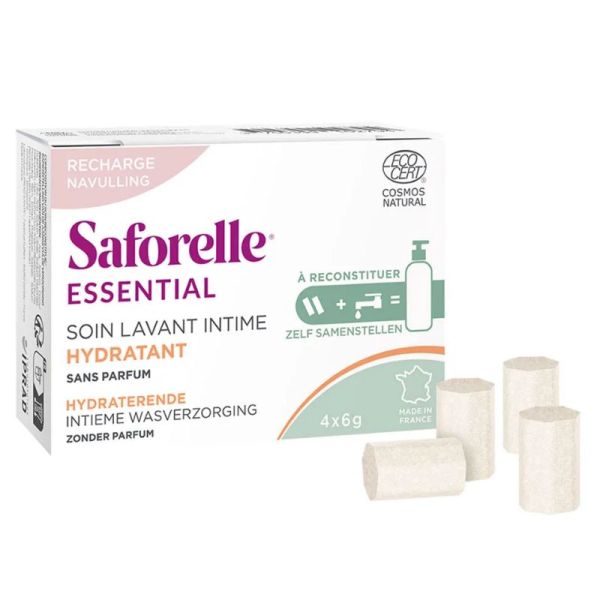 Saforelle Essential recharge soin lavant intime hydratant à reconstituer 4 bâtonnets à diluer
