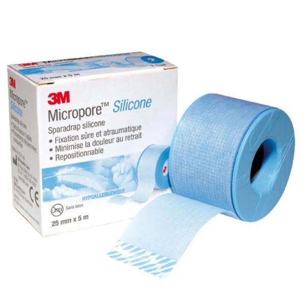3M Santé sparadrap non-tissé Micropore Silicone 2.5 X 5m