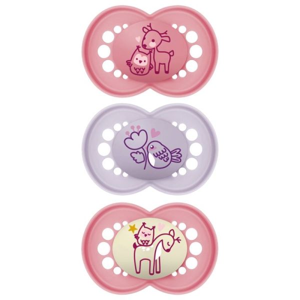 MAM 2 Sucettes Original Nature + 1 Sucette Original Nuit 18 Mois et + Rose/Mauve