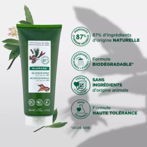 Klorane crème douche Ecorce de Cèdre Bio nutritive 200ml