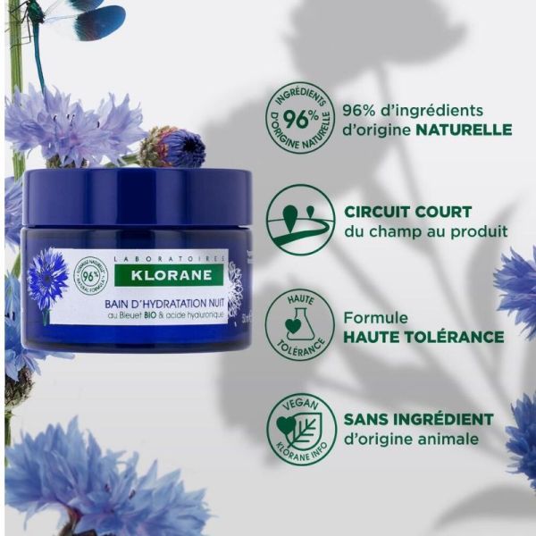 Klorane Bleuet Bio bain d'hydratation nuit 50ml