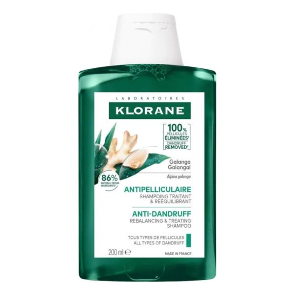 Klorane Antipelliculaire shampoing traitant rééquilibrant au Galanga 200 ml