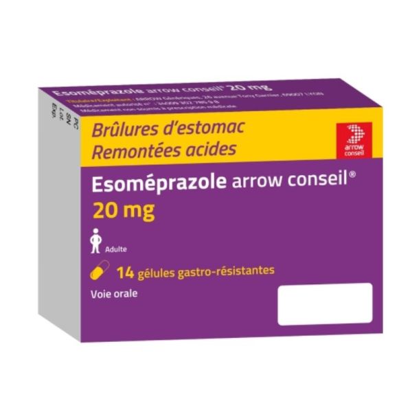 Esomeprazole 20mg brûlures d'estomac & remontées acides 14 gélules