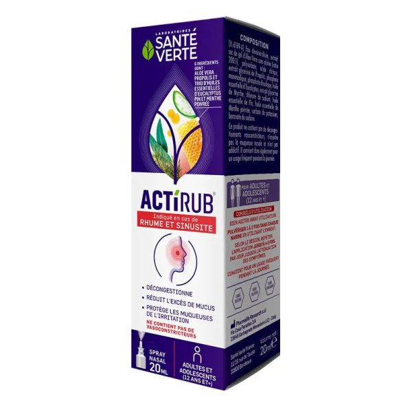 Sante Verte ActiRub spray nasal en cas de rhume et sinusite 20ml