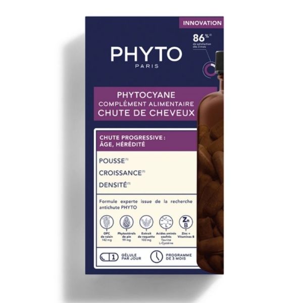 Phyto Phytocyane chute de cheveux pousse, croissance, densité 3 mois 84 gélules