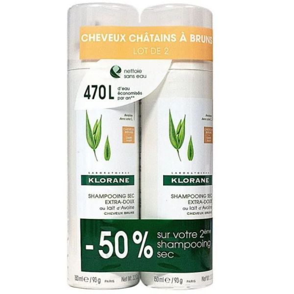 Shampooing Sec Avoine Châtain Brun 2x150ml