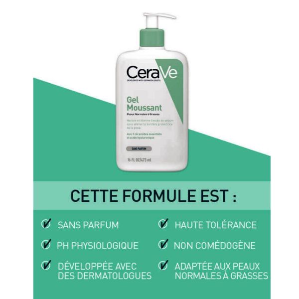 CeraVe gel moussant peaux normales a grasses 236ml