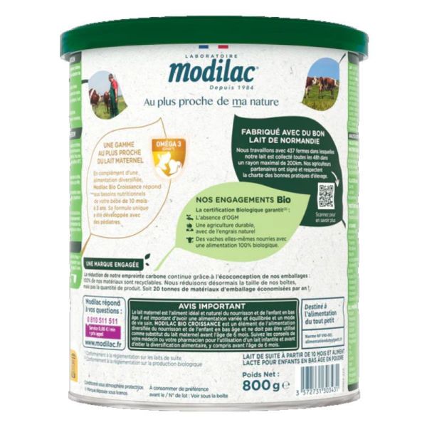 Modilac Bio Croissance lait 3ème âge 10-36 mois 800g