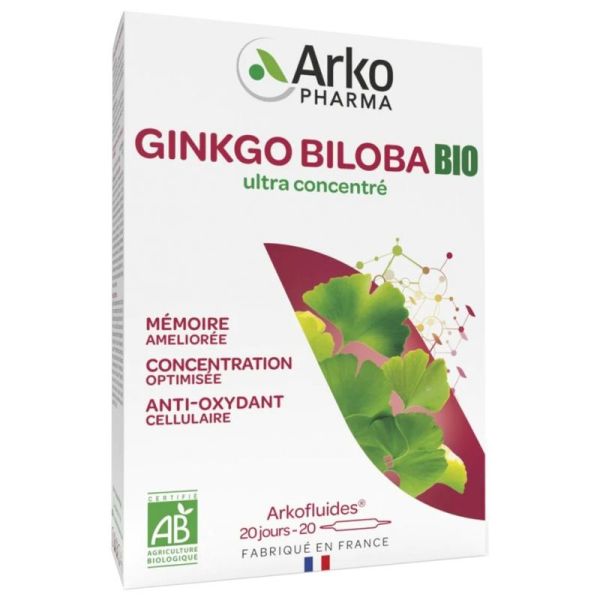 Arkofluides Ginkgo Biloba Bio 20 Ampoules