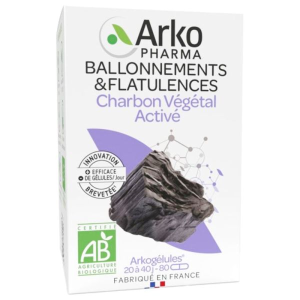 Arkogélules charbon végétal bio 80 gélules