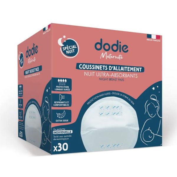 Dodie coussinets d'allaitement nuit Ultra absorbants 30 coussinets