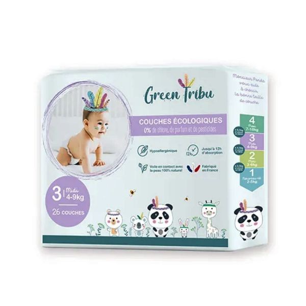Green Tribu T3 Couches Bébé 4-9Kg