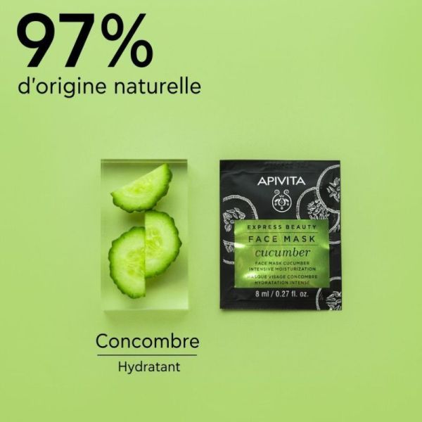 Apivita Express Beauty masque visage hydratation intense au concombre 2 x 8 ml