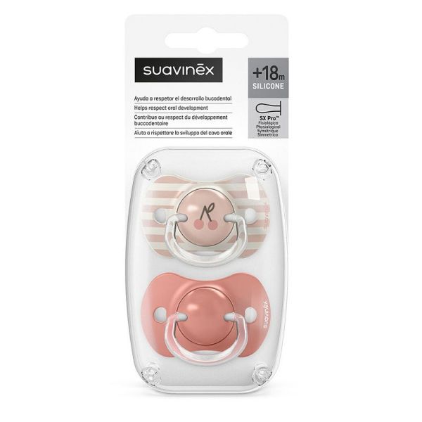 Suavinex Lot de 2 Sucettes Symétriques SX Pro Birdies Rose 18 Mois+