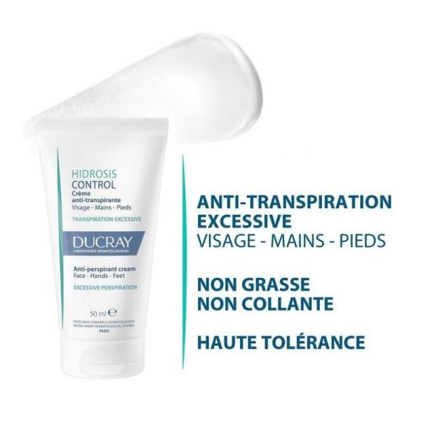 Ducray Hidrosis Control crème anti-transpirante visage mains pieds 50ml