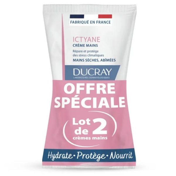 Ducray Ictyane crème mains sèches et abîmées 2x50 ml