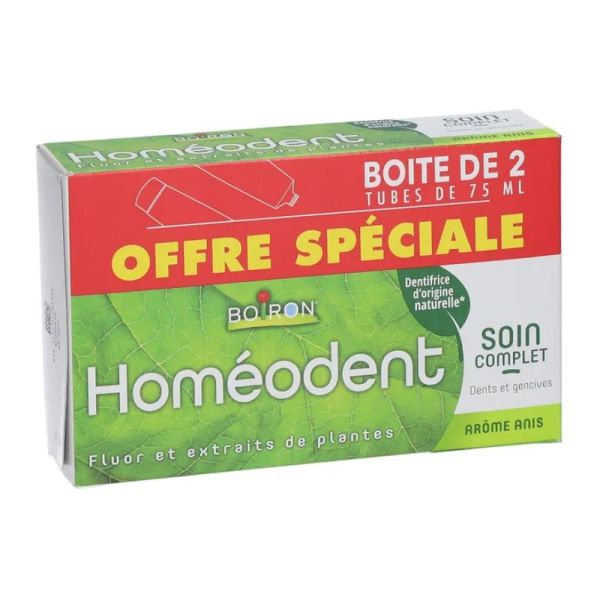 Boiron Homeodent Dentifrice Soin Complet Dents et gencives Anis 2x75ml