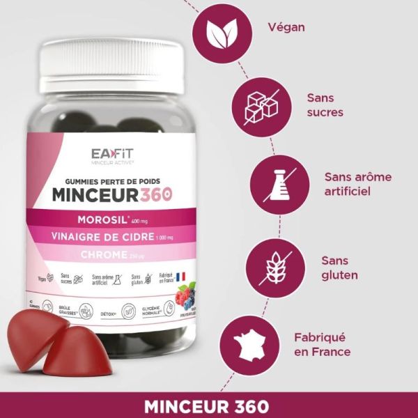Eafit Minceur 360  Morosil, vinaigre de cidre de pomme 40 gummies