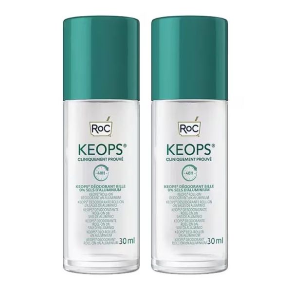 Roc Keops déodorant Roll-On 0% aluminium 2x30ml