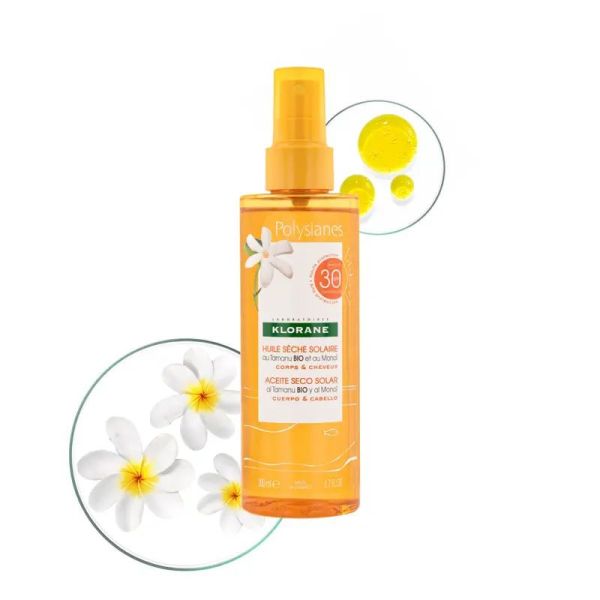 Klorane Monoi et Tamanu Bio huile sèche SPF30 200ml