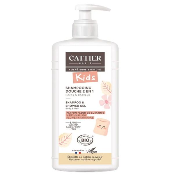 Cattier Kids shampoing douche 2 en 1 Parfum Fleur de Guimauve 500 ml