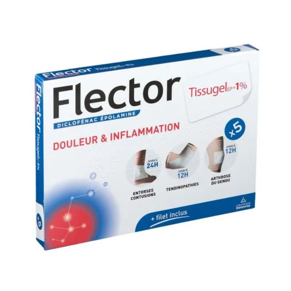IBSA Flector tissu gel 1 % Emplâtre pour entorse 5 enveloppes