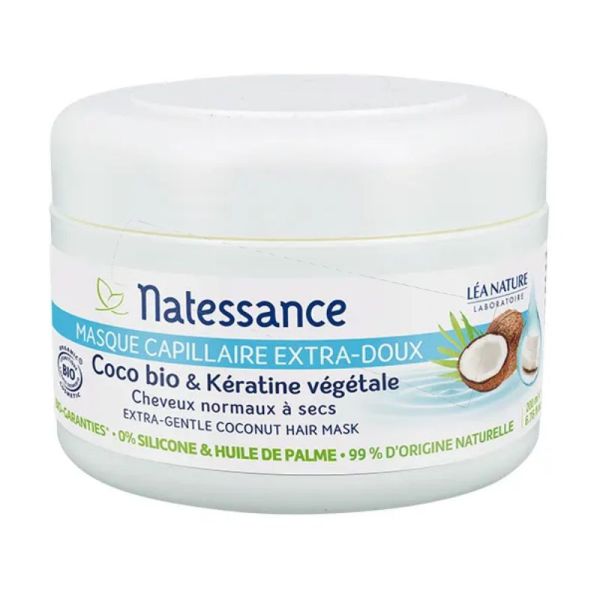 Natessance masque capillaire extra-doux coco bio et kératine végétale 200ml