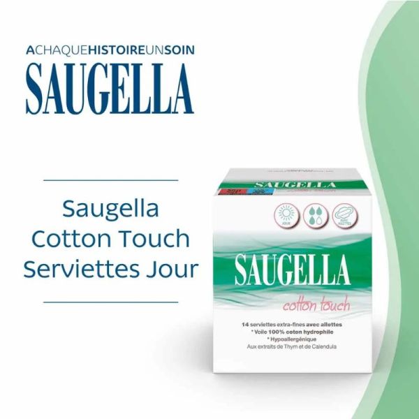 Saugella CottonTouch serviettes hygieniques Jour 2x14 serviettes